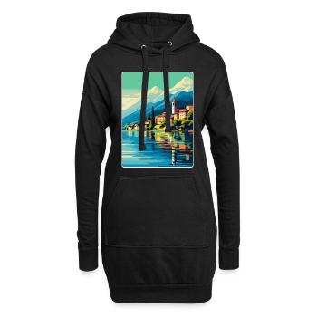 Comer See Italien Vintage Reiseplakat Souvenir WPA - Hoodie-Kleid - Schwarz - Vorne