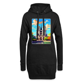 Notre Dame Frankreich Vintage Reiseplakat Souvenir - Hoodie-Kleid - Schwarz - Vorne