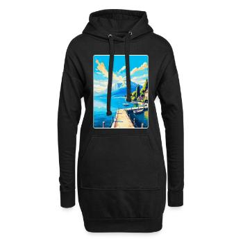 Gardasee Italien Vintage Reiseplakat Souvenir - Hoodie-Kleid - Schwarz - Vorne