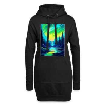 Aurora Borealis Island Vintage Reiseplakat WPA - Hoodie-Kleid - Schwarz - Vorne