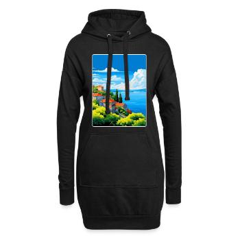 Lac de Bolsena Italie Affiche de voyage vintage souvenir - Sweat-shirt à capuche long Femme - noir - Devant