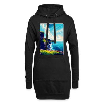 Falaises de Moher Irlande Royaume-Uni Affiche de voyage vintage - Sweat-shirt à capuche long Femme - noir - Devant