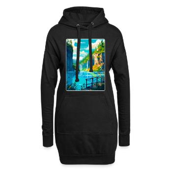 Affiche de voyage vintage Plitvice Croatie Souvenir - Sweat-shirt à capuche long Femme - noir - Devant