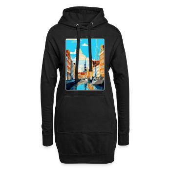 Copenhague, Danemark, Affiche de voyage vintage souvenir - Sweat-shirt à capuche long Femme - noir - Devant