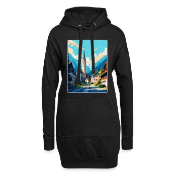Oberammergau Allemagne Affiche de voyage vintage WPA Art - Sweat-shirt à capuche long Femme - noir - Devant