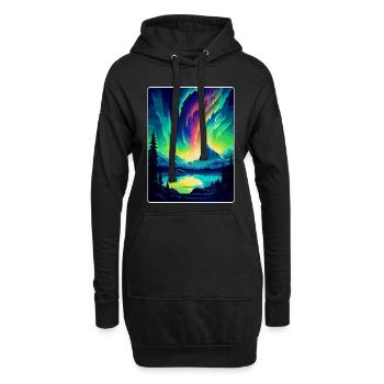 Northern Lights Iceland Mur d’affiches de voyage vintage - Sweat-shirt à capuche long Femme - noir - Devant