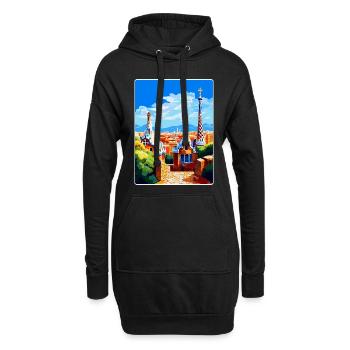 Barcelone Espagne Affiche de voyage vintage Souvenir WPA - Sweat-shirt à capuche long Femme - noir - Devant
