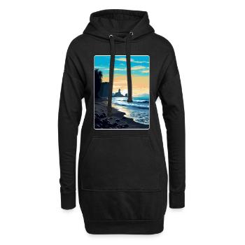 Schwarzer Sandstrand Island Vintage Reiseposter WPA - Hoodie-Kleid - Schwarz - Vorne
