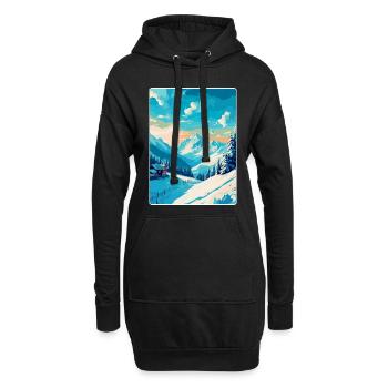 St. Anton am Arlberg Österreich Vintage Reiseplakat - Hoodie-Kleid - Schwarz - Vorne
