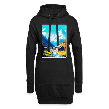 Saas Fee Schweiz Vintage Reiseplakat WPA Kunst - Hoodie-Kleid - Schwarz - Vorne