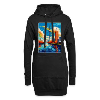 Düsseldorf Deutschland Vintage Reiseplakat Souvenir - Hoodie-Kleid - Schwarz - Vorne