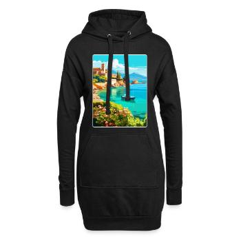 Crète Grèce Affiche de voyage vintage WPA Souvenir - Sweat-shirt à capuche long Femme - noir - Devant