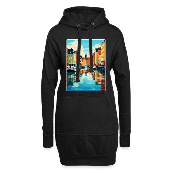 Copenhague, Danemark, Affiche de voyage vintage souvenir - Sweat-shirt à capuche long Femme - noir - Devant