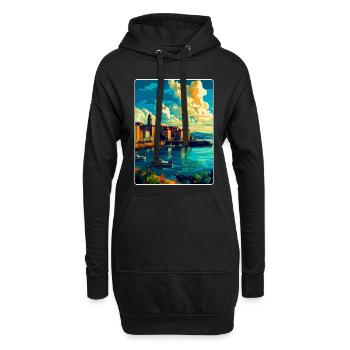 Une Corogne Espagne Affiche de voyage vintage Souvenir WPA - Sweat-shirt à capuche long Femme - noir - Devant