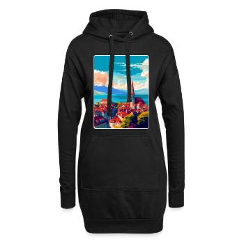 Lausanne Suisse Affiche de voyage vintage WPA Art - Sweat-shirt à capuche long Femme - noir - Devant
