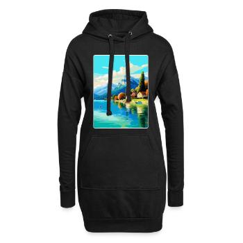 Lac d’Annecy France Affiche de voyage vintage souvenir - Sweat-shirt à capuche long Femme - noir - Devant