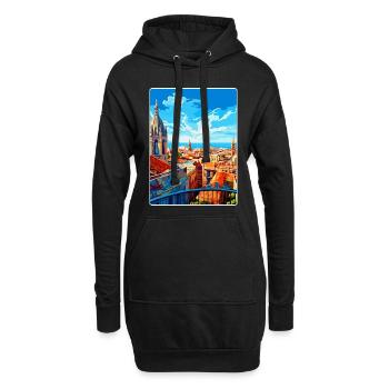 Barcelone Espagne Affiche de voyage vintage Souvenir WPA - Sweat-shirt à capuche long Femme - noir - Devant