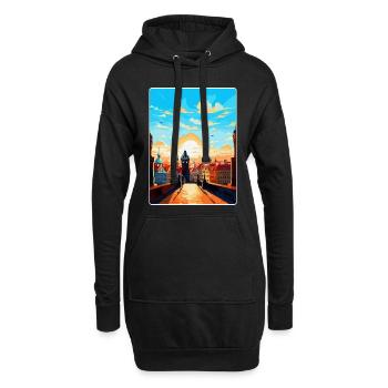Prague République tchèque Affiche de voyage vintage WPA - Sweat-shirt à capuche long Femme - noir - Devant