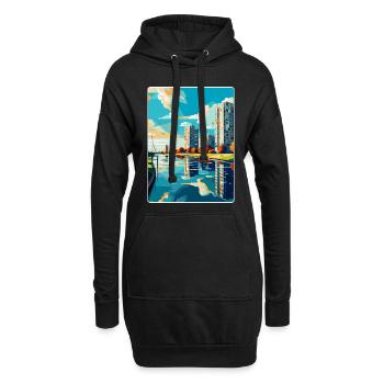 Souvenir de l’affiche de voyage vintage Almere Pays-Bas - Sweat-shirt à capuche long Femme - noir - Devant
