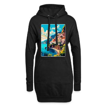 Amalfi Italie Affiche de voyage vintage WPA Souvenir - Sweat-shirt à capuche long Femme - noir - Devant