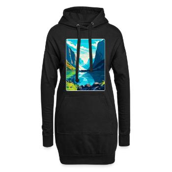 Die Fjorde Norwegen Vintage Reiseplakat Souvenir - Hoodie-Kleid - Schwarz - Vorne