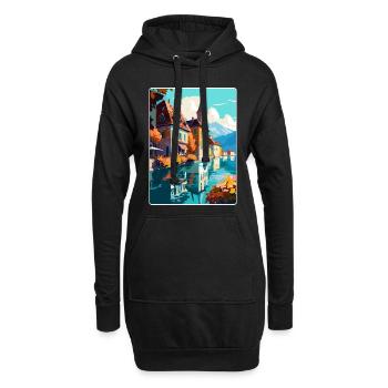 Annecy France Affiche de voyage vintage WPA Souvenir - Sweat-shirt à capuche long Femme - noir - Devant