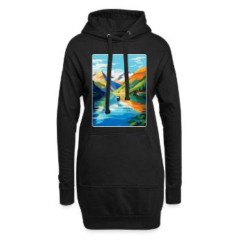 Die Fjorde Norwegen Vintage Reiseplakat Souvenir - Hoodie-Kleid - Schwarz - Vorne