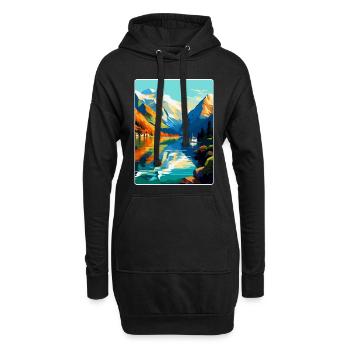 Die Fjorde Norwegen Vintage Reiseplakat Souvenir - Hoodie-Kleid - Schwarz - Vorne