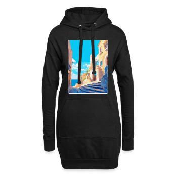 Rhodes Grèce Vintage Voyage Poster WPA Souvenir - Sweat-shirt à capuche long Femme - noir - Devant