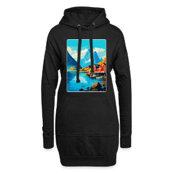 Lofoten Norwegen Vintage Reiseposter WPA - Hoodie-Kleid - Schwarz - Vorne