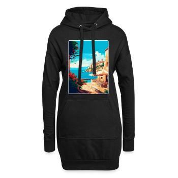Rhodes Grèce Vintage Voyage Poster WPA Souvenir - Sweat-shirt à capuche long Femme - noir - Devant