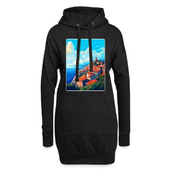 Eze Frankreich Vintage Reiseplakat Souvenir Souvenir - Hoodie-Kleid - Schwarz - Vorne