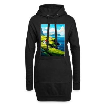 Îles Féroé Danemark Affiche de voyage vintage WPA - Sweat-shirt à capuche long Femme - noir - Devant