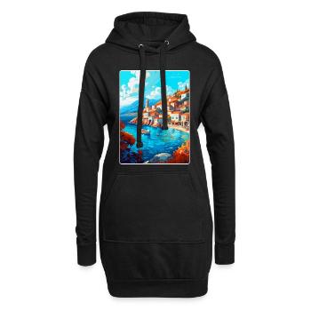 Hydra Griechenland Vintage Reiseposter WPA Souvenir - Hoodie-Kleid - Schwarz - Vorne