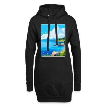 Affiche de voyage vintage de l’île de Meganisi en Grèce WPA - Sweat-shirt à capuche long Femme - noir - Devant