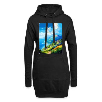 Mont Pélion Grèce Affiche de voyage vintage souvenir - Sweat-shirt à capuche long Femme - noir - Devant