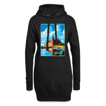 Kalmar Suède Affiche de voyage vintage WPA Souvenir - Sweat-shirt à capuche long Femme - noir - Devant