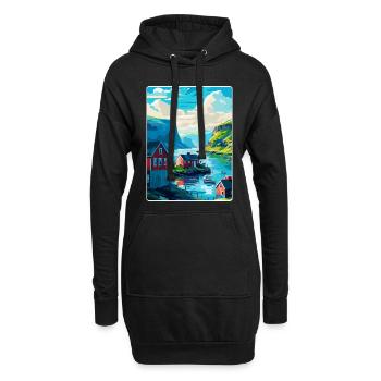 Färöer Insel Dänemark Vintage Reise Poster WPA Kunst - Hoodie-Kleid - Schwarz - Vorne