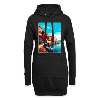 Costa Nova Portugal Affiche de voyage vintage souvenir - Sweat-shirt à capuche long Femme - noir - Devant