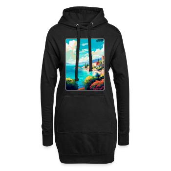 Insel Vis Kroatien Vintage Reiseplakat Souvenir - Hoodie-Kleid - Schwarz - Vorne