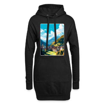 Sion Schweiz Vintage Reiseplakat Souvenir - Hoodie-Kleid - Schwarz - Vorne