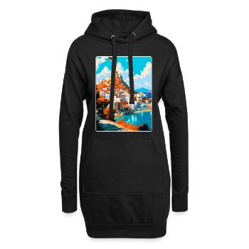 Patmos Grèce Affiche de voyage vintage WPA Souvenir - Sweat-shirt à capuche long Femme - noir - Devant