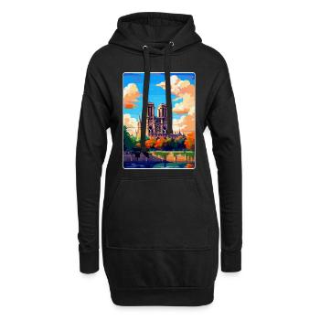 Notre Dame Frankreich Vintage Reiseplakat Souvenir - Hoodie-Kleid - Schwarz - Vorne