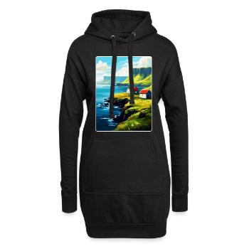 Affiche de voyage vintage des îles Féroé Danemark WPA Art - Sweat-shirt à capuche long Femme - noir - Devant