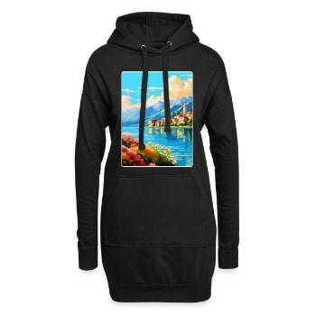 Comer See Italien Vintage Reiseplakat Souvenir WPA - Hoodie-Kleid - Schwarz - Vorne