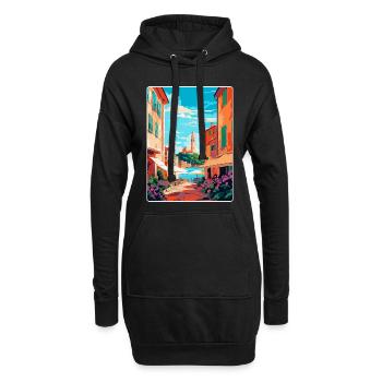 St. Tropez Frankreich Vintage Reiseplakat Souvenir - Hoodie-Kleid - Schwarz - Vorne