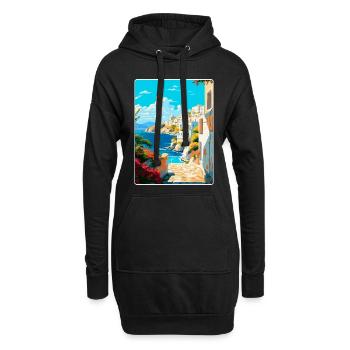 Milos Grèce Vintage Affiche de voyage WPA Souvenir - Sweat-shirt à capuche long Femme - noir - Devant