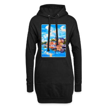 Souvenir de l’affiche de voyage vintage Naantali Finlande - Sweat-shirt à capuche long Femme - noir - Devant