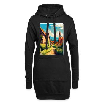 Alsace France Affiche de voyage vintage WPA Souvenir - Sweat-shirt à capuche long Femme - noir - Devant