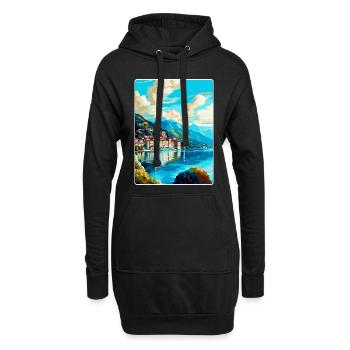 Lugano Suisse Affiche de voyage vintage souvenir - Sweat-shirt à capuche long Femme - noir - Devant